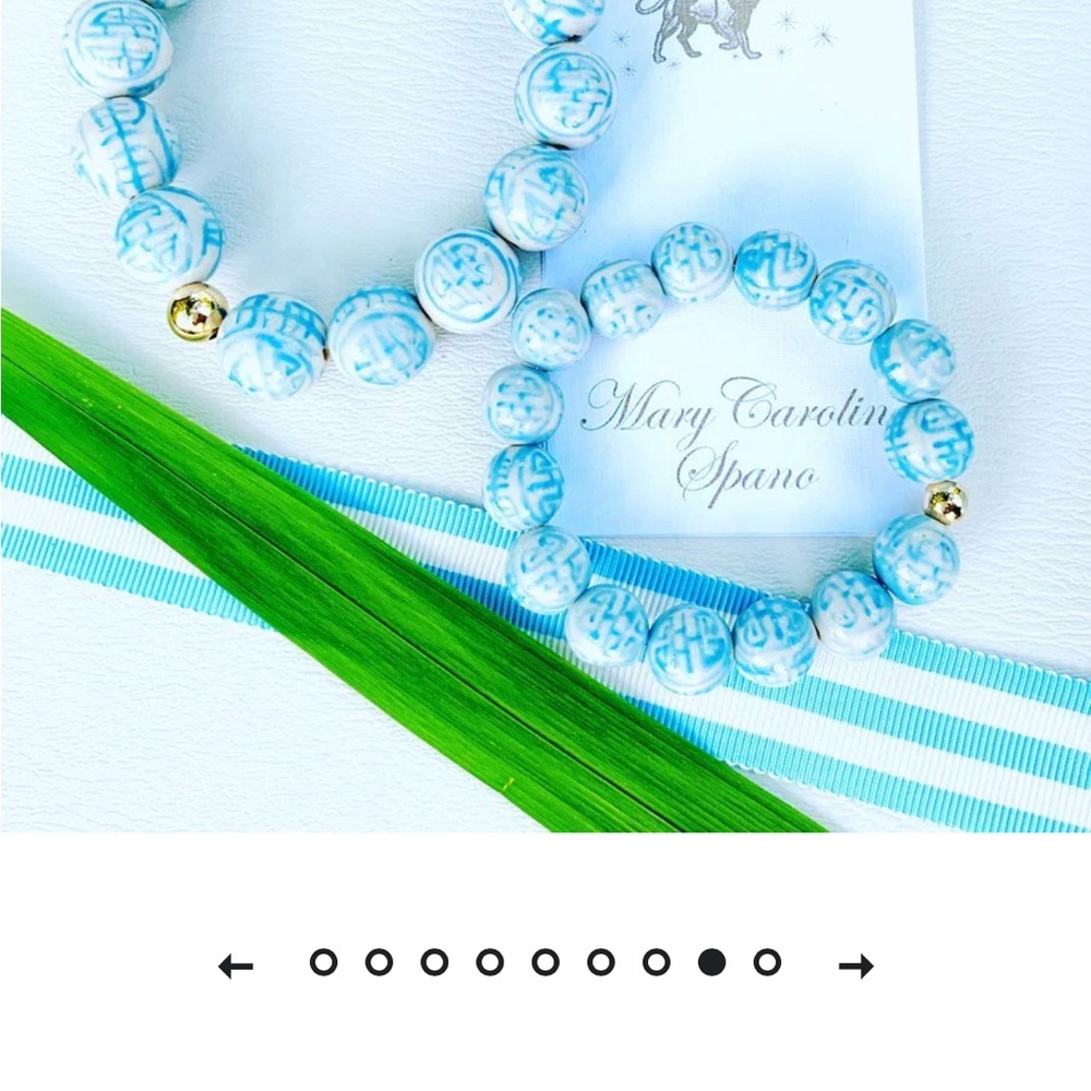 Mary Caroline Blue and Gold Beaded Bracelet Set 10mm